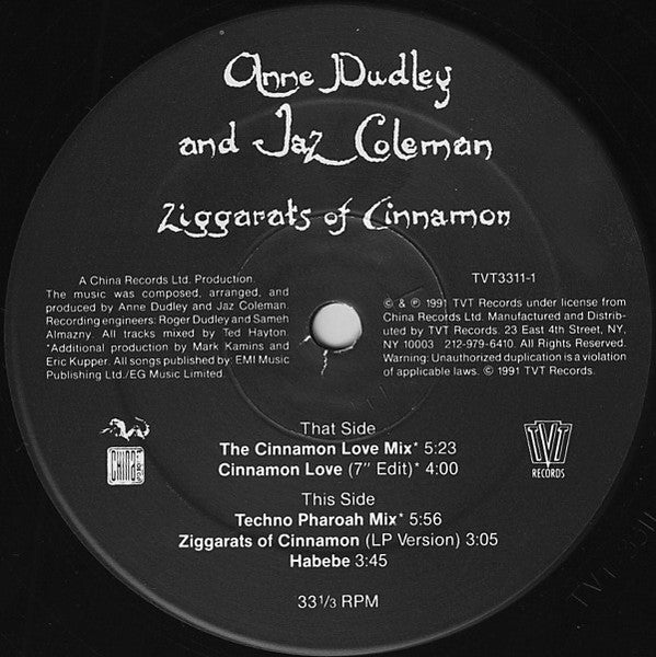 Anne Dudley And Jaz Coleman - Ziggarats Of Cinnamon