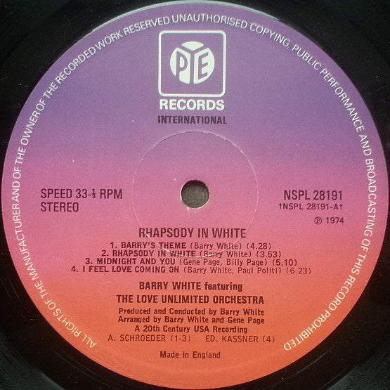 The Love Unlimited Orchestra – Rhapsody In White