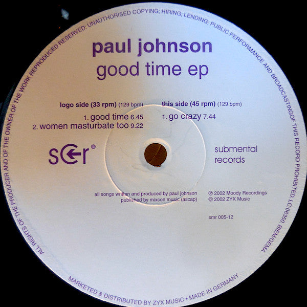 Paul Johnson – Good Time EP