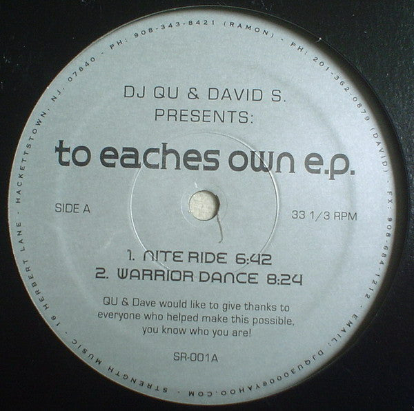 DJ Qu & David S. (2) – To Eaches Own E.P.